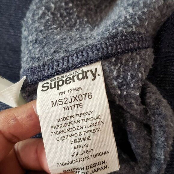 Superdry Grit Tab Vtg Hoodie Pullover With Drawstrings Navy Blue Large - Picture 8 of 14